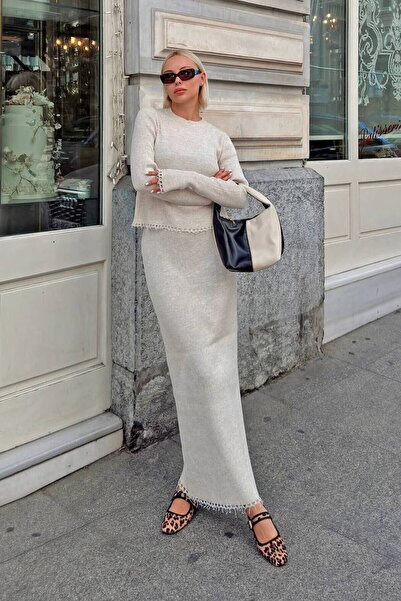 LUCK Double Knitwear Set - Tassel Detailed Skirt and Sweater