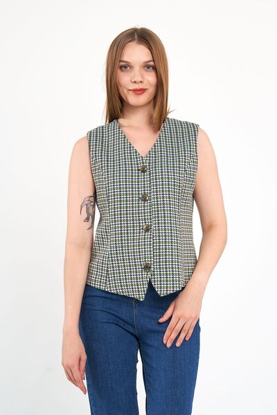 Blue Black سترة كلاسيكية يومية منقوشة باللون الأخضر، مقاس عادي، مبطنة، سترة ل...