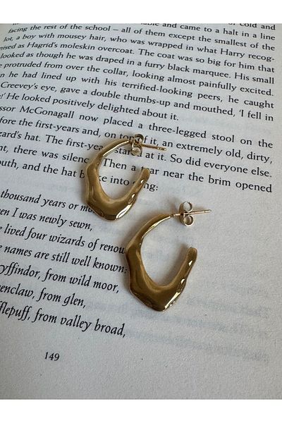 Esmee Unshaped Gold Color Steel Earrings
