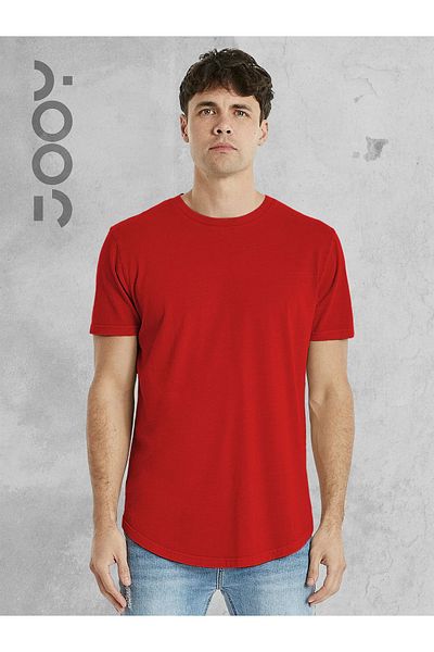 Jooy Company Red Slim Fit Plain Printed Oval T-Shirt