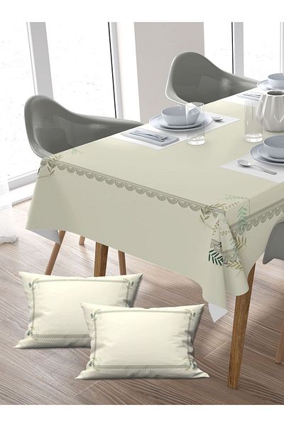 Ardizayn Set față de masă Gingham imprimată digital și 2 huse de pernă - țesătură fără griji