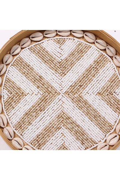 Mylamp صينية وديكور حائط من الخيزران المطرز بالأناضول مقاس 25 سم