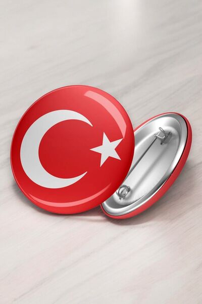 Major Selection 20 Adet Türk Bayrağı Rozet, Türkiye Rozeti, Öğrenci Rozeti 58 mm