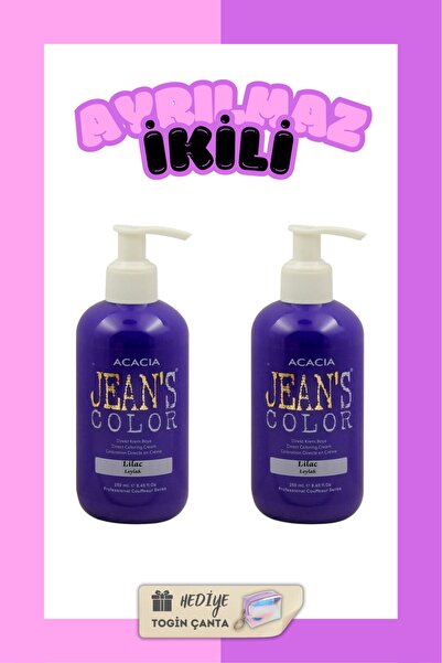 Acacia Jeans Color Ayrılmaz İkili Boya Seti - Leylak + Leylak + Hediye Togin ...