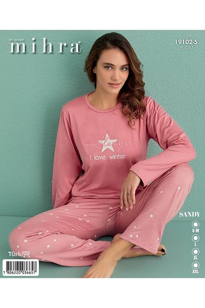 Mihra 19102-5 Star Patterned Powder Sandy Pajama Set