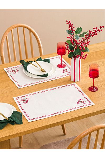 LC Waikiki Christmas Themed Ecru 2-Piece American Service - 33X50 cm
