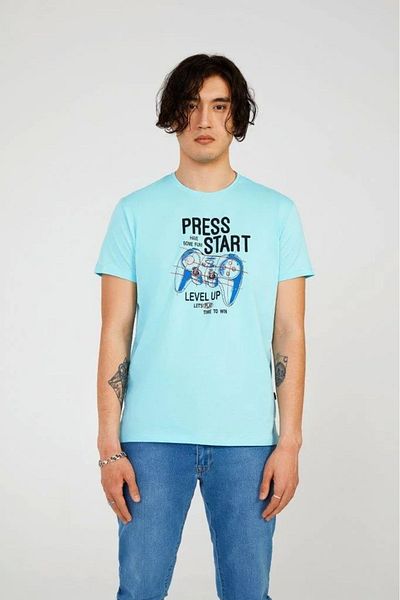 The Crow Crew Neck Printed Blue Men's T-shirt Tc7123