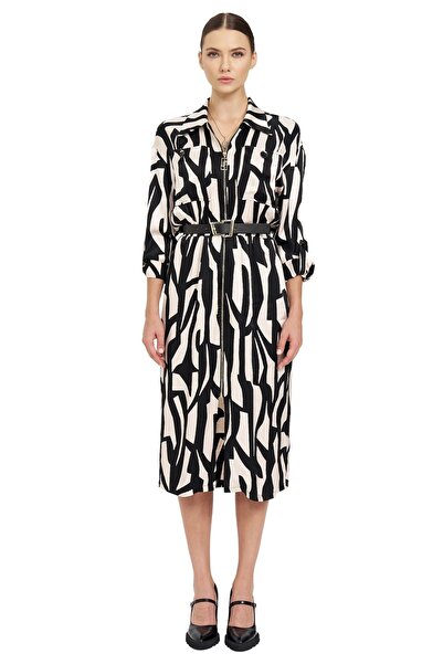 UTOPIAN Önden Fermuarlı Midi Elbise