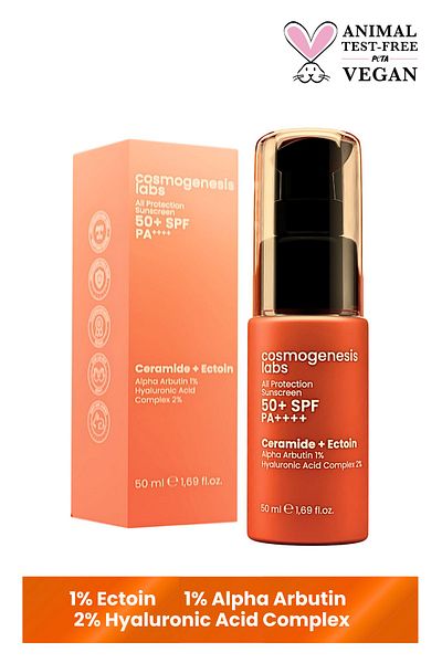 Cosmogenesis Labs 50 مل SPF 50 مضاد للعيوب - واقي من الشمس للوجه والجسم، فلتر كوري، حماية نباتية عالية من الأشعة فوق البنفسجية فوق البنفسجية