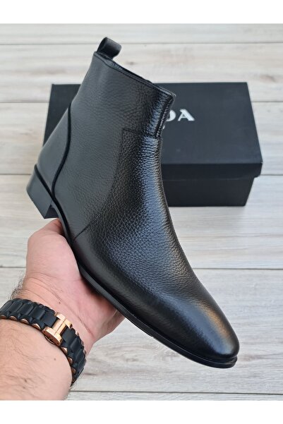 Özel Yapım Italyan Model Erkek Hakiki Deri Siyah Klasik Bot