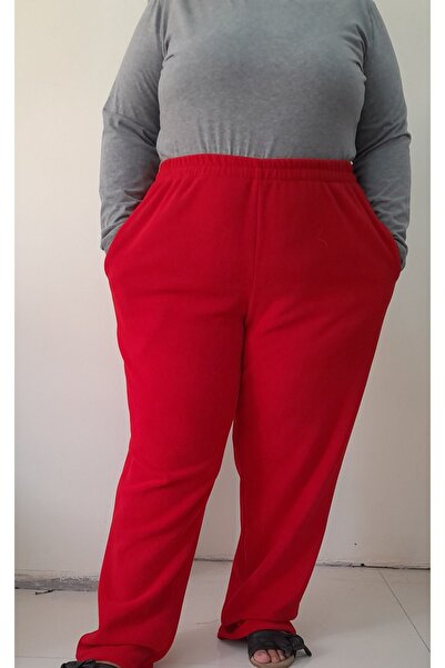 Mertcan Butik Red Fleece Pocket Sweatpants