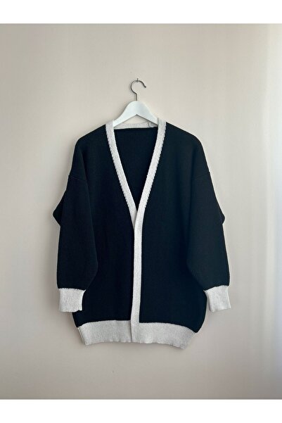 YUGA KNİTTİNG Χοντρό ύφασμα - Γυναικείο μπουφάν ζακέτα με σχέδιο αντίθεσης