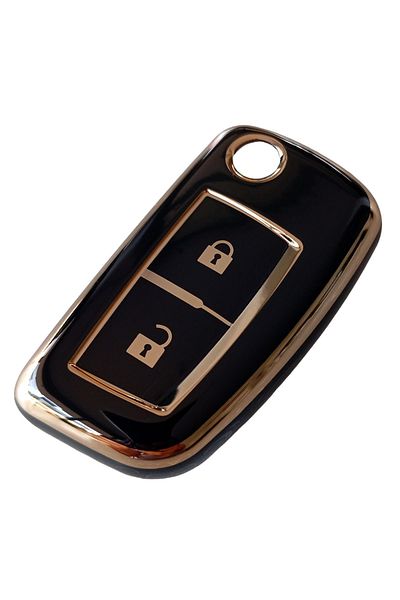 Kasey Black Gold Key Control Case Compatible for Nissan Qashqai Micra X-Trail
