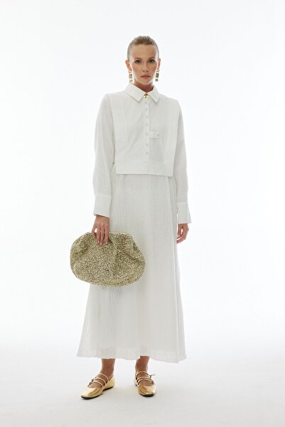 QALVE فستان ماريا - تفاصيل مخططة