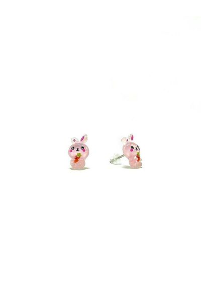 Ayenci Silver Cute Children's Earrings with Rabbit Design