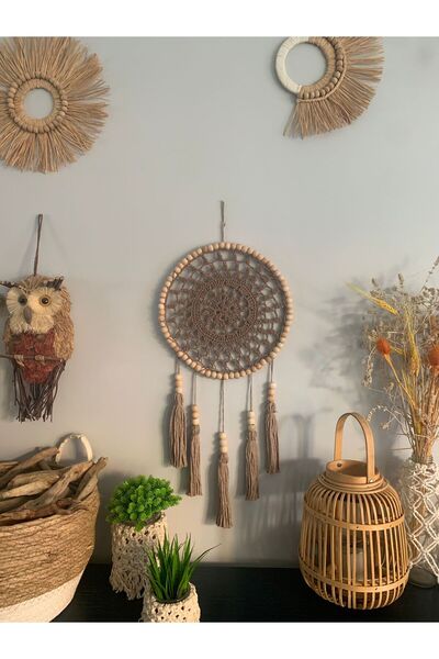 Seabella El Yapımı Bohem Tarzı Makrome Rüya Kovucu Düş Kapanı Mandala Rüya Kapanı Duvar Süsü