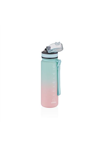 Uzspace 500ml Mint-Pink Double Color Motivational Water Bottle Softtouch Ff Collection Tritan Water Bottle