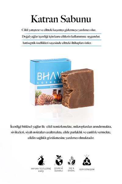 bhava cosmetics 100 gr Cleansing and Purifying Tar Soap for Acne and Acne-Prone Skin
