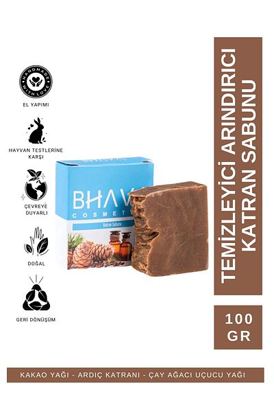 bhava cosmetics 100 gr Cleansing and Purifying Tar Soap for Acne and Acne-Prone Skin