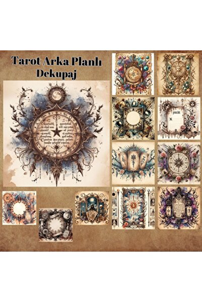 Pink Swan Craft Tarot Tarzı Dekupaj Vintage 12 Adet Scrapbook Bullet Journal ...