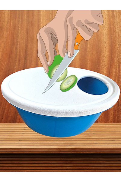 Home Cutting Board with Container for Salata and Vegetable Chopping
