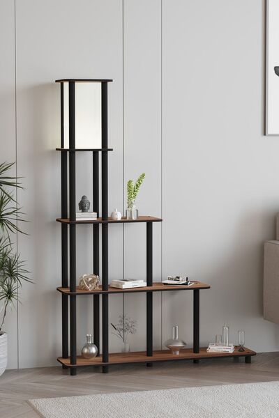 messer Escaleras Raflı Kitaplık Lambader Ceviz