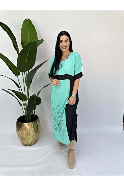 GÖKSEL Büyük Beden Dijital Baskı Tasarım Elbise