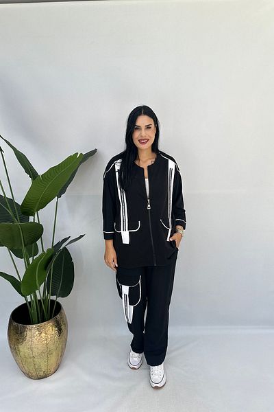 GÖKSEL طقم بدلة قطنية كبيرة الحجم مكونة من قطعتين