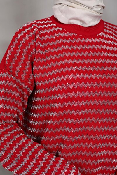 nacar çarşı KADIN MODEST YAN ÇİZGİ DESENLİ SİMLİ TRİKO TUNİK PANTOLON 2'Lİ ALT-ÜST TAKIM