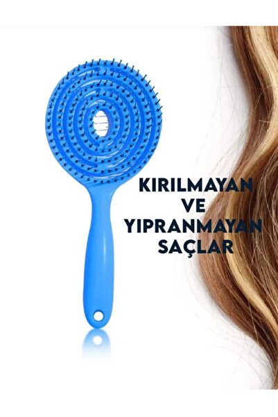 SEVRU Perie de păr profesională 3D - Pieptene oval flexibil, ALBASTRU