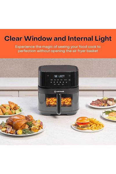 Nutricook Vision Air Fryer, 11 Programs, Shake Reminder, SmartTemp, Quiet 3 5.7L 1700W AF357V - Black