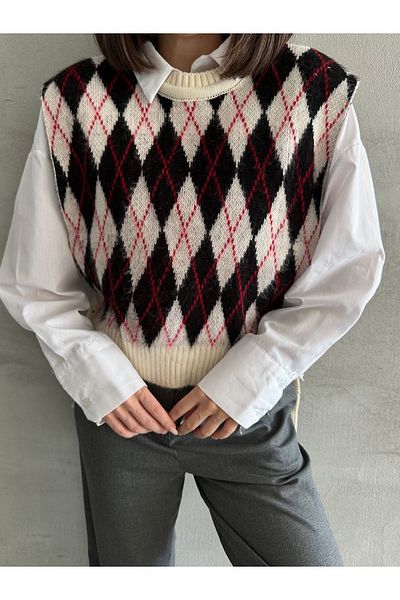 NATUFIAN STORE Diamond Patterned Soft Women's Sweater