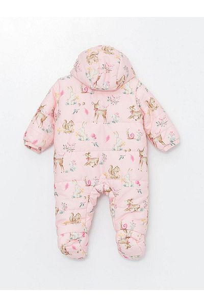 LC Waikiki Lcw Baby - Pink Astronaut Printed Baby Girl Coat, Hooded Cent Trade