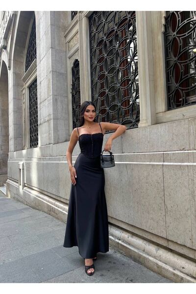 LB Laluna Butik Fustă lungă din satin pentru femei