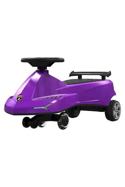 Lamborghini Swing Car Ride On with Lights and Sounds - Purple