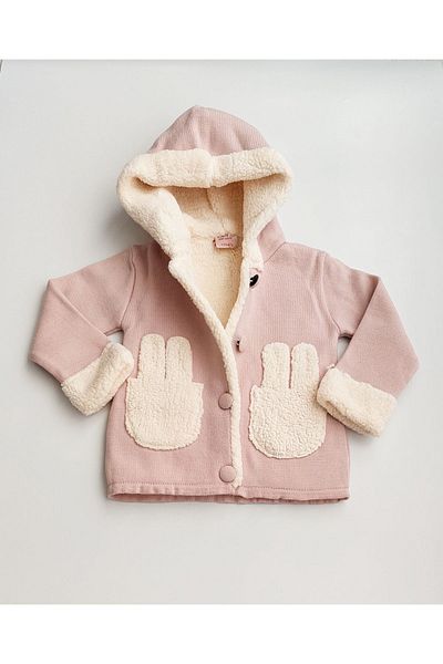 a baby Merino Lamb Lined Cardigan with Ears