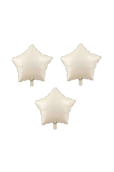 BAL10 DÜNYASI Star Foil Balloon 3 Pieces Cream