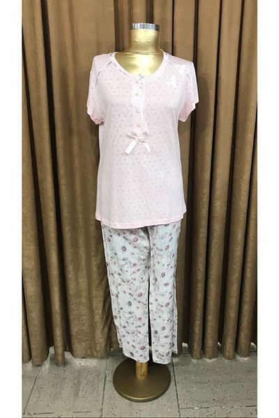 Tuba Short Sleeve Pajama Set-7234-pink