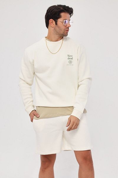 The Champ Clothing Λευκό φούτερ Oversize - Crew Neck, Polar Move Ahead Text Printed