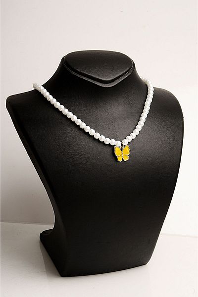EUROMODA Red White Yellow Turquoise Black Navy Colorful Butterfly Design Necklace and Earring Set
