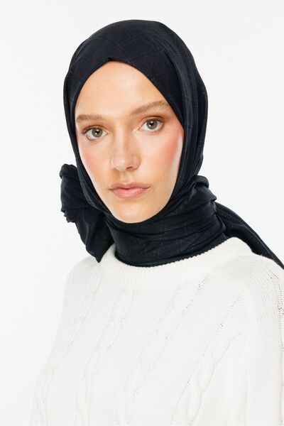 Mooncorn Şal negru jacquard din bambus