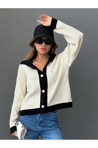 Ugdelia Polo Neck Women's Knitwear Cardigan - Premium Capsule Buttoned