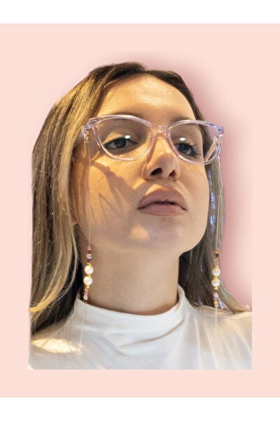 Dİ CORDE AKSESUAR White Brown Pearl - Bead Detailed Glasses Accessory