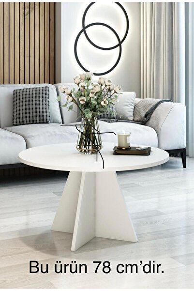 TALAŞTOZUM Mantar Tekli Zigon- Orta Sehpa Beyaz 78 Cm