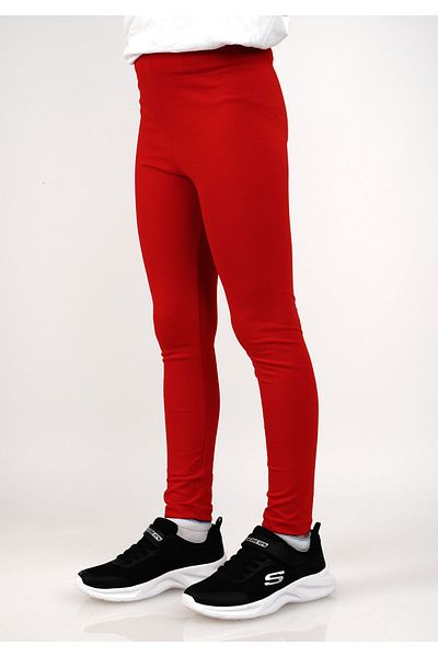 Lovella Red Girl's Long Leggings - Lycra Cotton