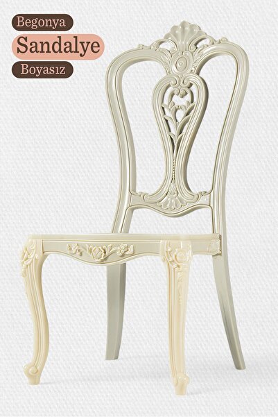 Badem10 Begonya Sandalye Sert Plastik Boyasız Ham Koltuk Bahçe Balkon Mutfak Yemek Masası Sandalyesi