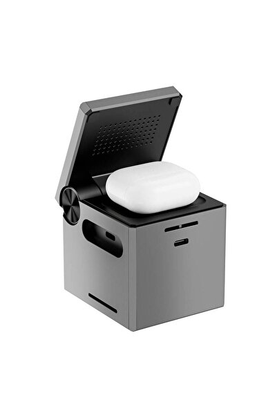 WIWU Wi-W030 Small Square Küp Tasarımlı Telefon & Akıllı Saat & Kulaklık İçin 3in1 Kablosuz Şarj Standı