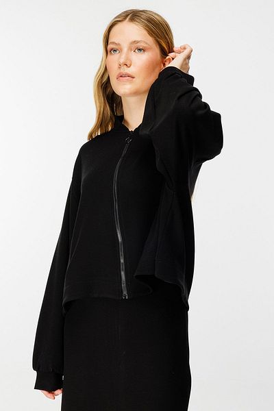 Hooopstore Μαύρο Bomber Jacket - Λεπτομέρεια με φερμουάρ