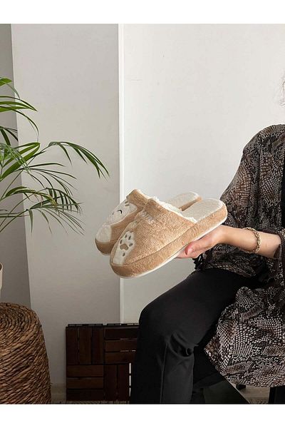 Behtah Kundura Λούτρινο Cat Paw - Γυναικείες παντόφλες σπιτιών με φιγούρες, λεπτομέρειες προίκας και πακέτου, χωρίς ηχητική χοντρή σόλα