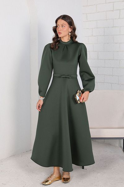 Melike Tatar Scuba Fabric Dress - Khaki 6-5698